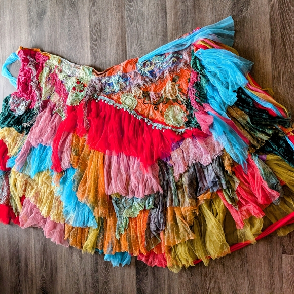 Colorful festival Boho Tulle Gypsy wrap lace Layer floral boho maxi skirt M L XL - Picture 2 of 12